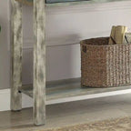 Console a 3 cassetti grigio antico e verde acqua