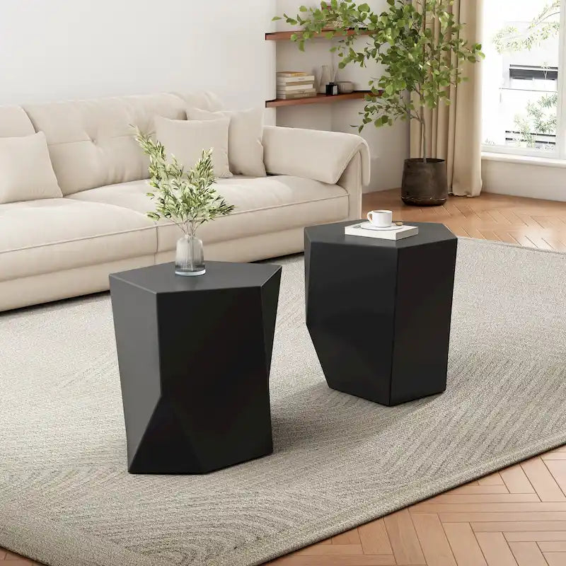 Set di tavolini da caffè moderni in MGO con design geometrico per soggiorno