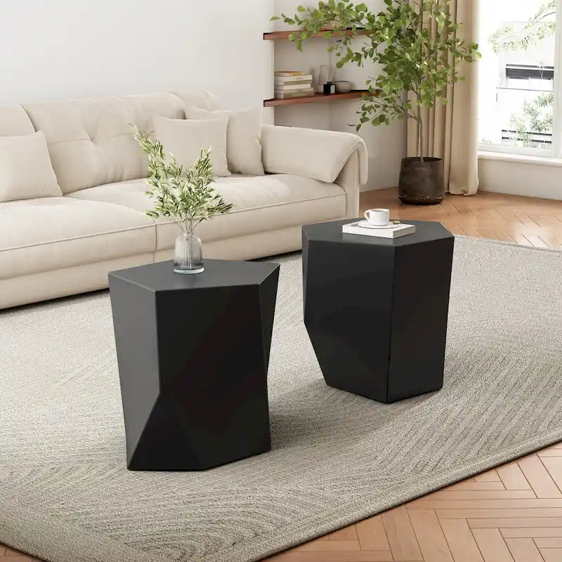 Set di tavolini da caffè moderni in MGO con design geometrico per soggiorno