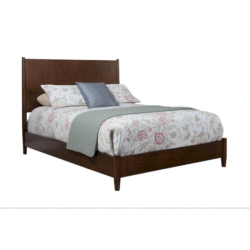 Struttura letto king size California in legno massiccio marrone con supporto a doghe