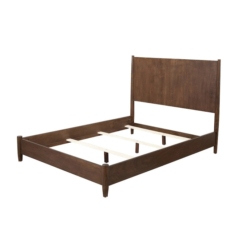 Struttura letto king size California in legno massiccio marrone con supporto a doghe