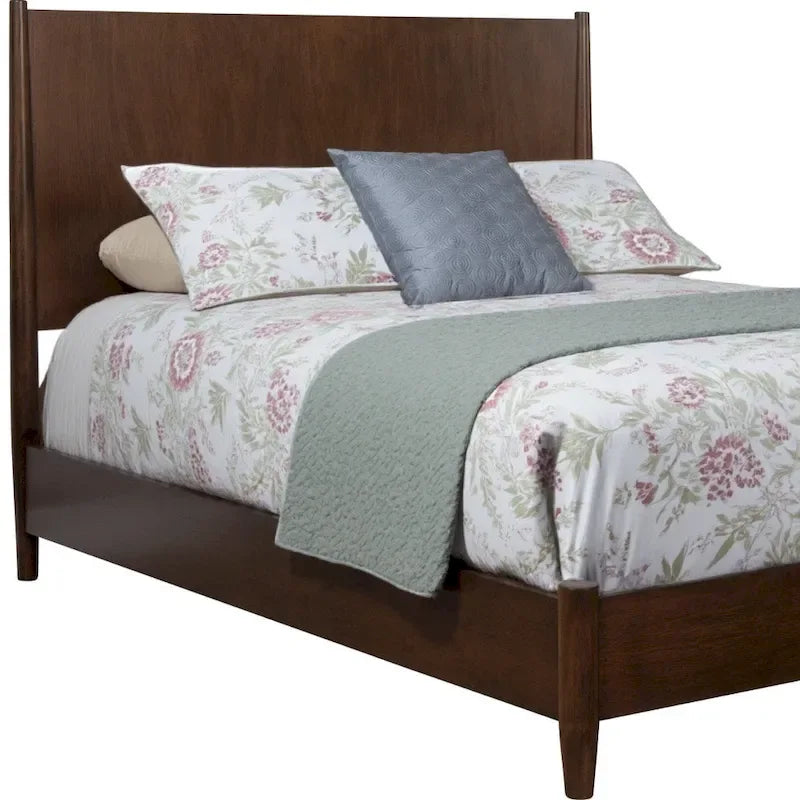 Struttura letto king size California in legno massiccio marrone con supporto a doghe