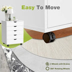 Cassettiera Classificatore Mobile a 5 Cassetti, Comò Contenitore Verticale in Legno con 4 Ruote, Organizzatore Rotante Sottoscrivania