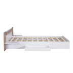 Letto a piattaforma Queen Size con testiera, cassetti, mensole, porte USB e prese di corrente