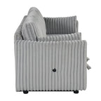 Divano letto angolare moderno in tessuto con USB e 2 cuscini