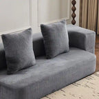 Divano Sezionale Trasformabile con 3 Sgabelli Pouf - Letto Pieghevole in Schiuma di Supporto, Chaise Longue Compatta in ciniglia