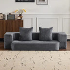 Divano Sezionale Trasformabile con 3 Sgabelli Pouf - Letto Pieghevole in Schiuma di Supporto, Chaise Longue Compatta in ciniglia