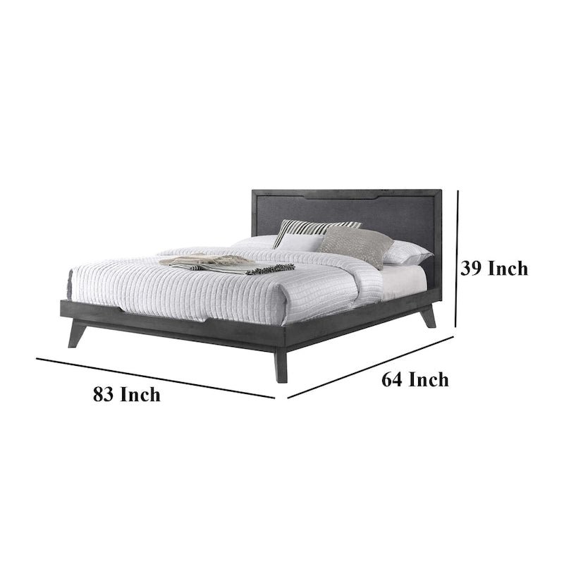 Letto a piattaforma King Size con testiera imbottita grigia e struttura solida
