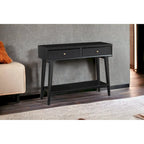 Tavolo Consolle in Legno Massello con Cassetti e Ripiano Inferiore - 42 L x 14 P x 33 H