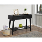 Tavolo Consolle in Legno Massello con Cassetti e Ripiano Inferiore - 42 L x 14 P x 33 H