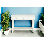 Tavolo Consolle in Legno Massello con Cassetti e Ripiano Inferiore - 42 L x 14 P x 33 H
