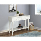 Tavolo Consolle in Legno Massello con Cassetti e Ripiano Inferiore - 42 L x 14 P x 33 H