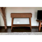 Tavolo Consolle in Legno Massello con Cassetti e Ripiano Inferiore - 42 L x 14 P x 33 H
