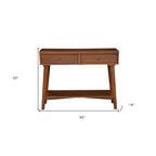 Tavolo Consolle in Legno Massello con Cassetti e Ripiano Inferiore - 42 L x 14 P x 33 H