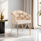 Moderne poltrone in velluto da 75 cm con gambe e struttura in metallo color oro per soggiorno (set da 2)