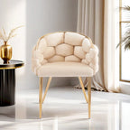 Moderne poltrone in velluto da 75 cm con gambe e struttura in metallo color oro per soggiorno (set da 2)