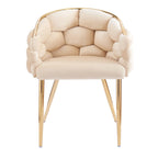 Moderne poltrone in velluto da 75 cm con gambe e struttura in metallo color oro per soggiorno (set da 2)
