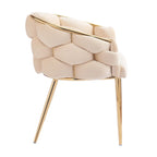 Moderne poltrone in velluto da 75 cm con gambe e struttura in metallo color oro per soggiorno (set da 2)