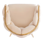 Moderne poltrone in velluto da 75 cm con gambe e struttura in metallo color oro per soggiorno (set da 2)