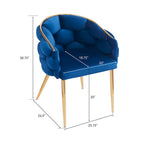 Moderne poltrone in velluto da 75 cm con gambe e struttura in metallo color oro per soggiorno (set da 2)