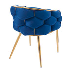 Moderne poltrone in velluto da 75 cm con gambe e struttura in metallo color oro per soggiorno (set da 2)