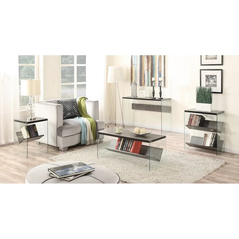 Consolle e scrivania in vetro temperato stile loft industriale
