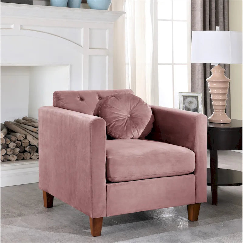 Classica Poltrona Chesterfield con Rivestimento in Velluto e Bottoni Capitonnè