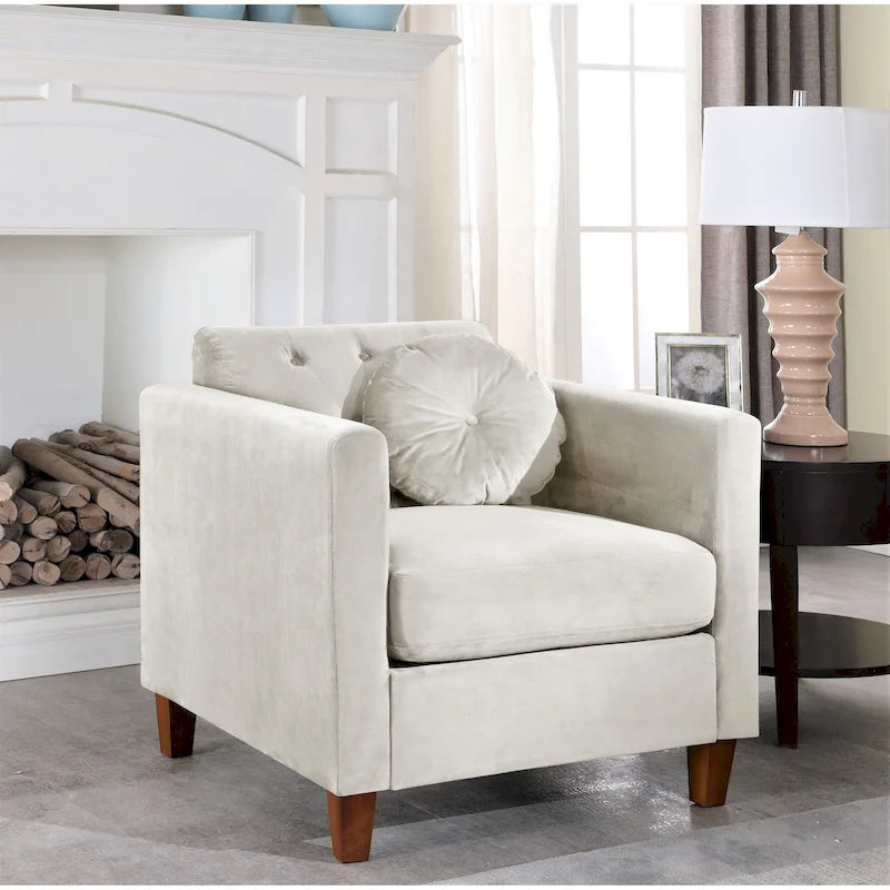 Classica Poltrona Chesterfield con Rivestimento in Velluto e Bottoni Capitonnè