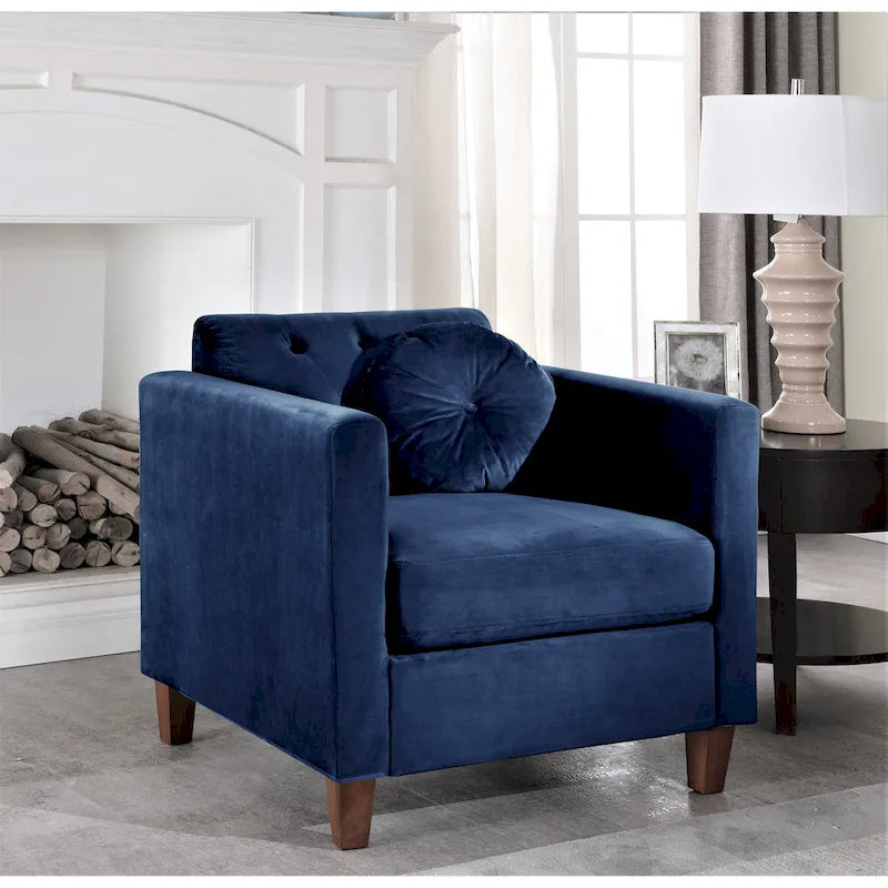 Classica Poltrona Chesterfield con Rivestimento in Velluto e Bottoni Capitonnè