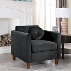 Classica Poltrona Chesterfield con Rivestimento in Velluto e Bottoni Capitonnè