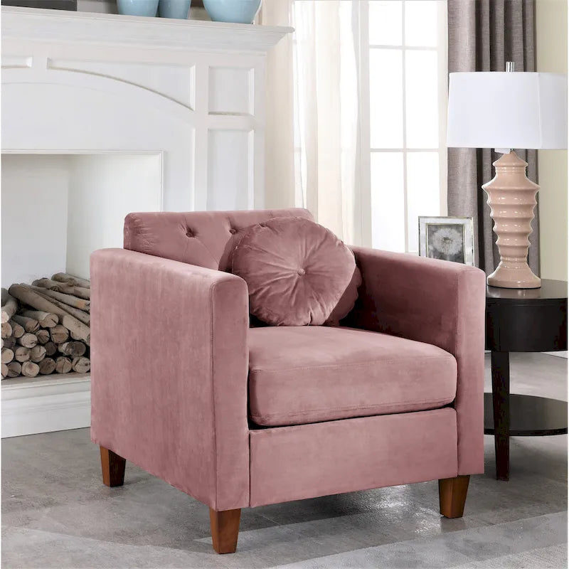 Classica Poltrona Chesterfield con Rivestimento in Velluto e Bottoni Capitonnè