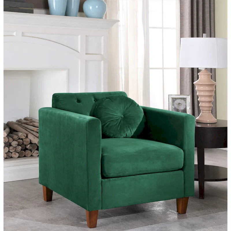 Classica Poltrona Chesterfield con Rivestimento in Velluto e Bottoni Capitonnè