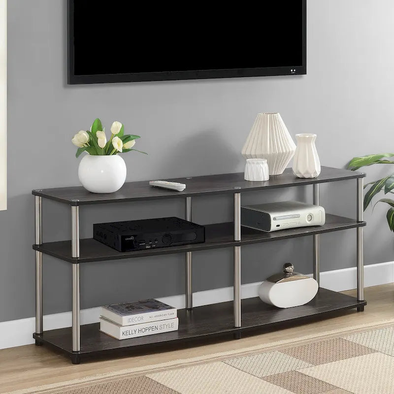 Mobile TV a 3 ripiani da 65" con ripiani aperti per centro d'intrattenimento da soggiorno