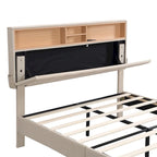 Letto imbottito a piattaforma con testiera contenitore, porta USB e illuminazione a LED