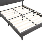 Letto imbottito a piattaforma con testiera contenitore, porta USB e illuminazione a LED
