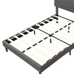 Letto imbottito a piattaforma con testiera contenitore, porta USB e illuminazione a LED