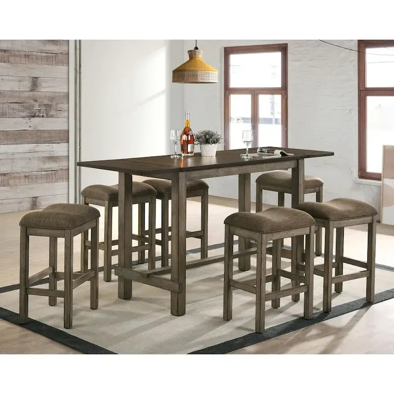 Set di 2 sgabelli da bancone imbottiti stile rustico in finitura legno castagno