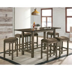 Set di 2 sgabelli da bancone imbottiti stile rustico in finitura legno castagno