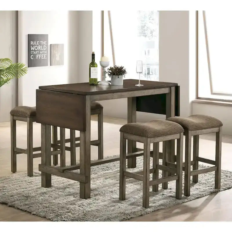 Set di 2 sgabelli da bancone imbottiti stile rustico in finitura legno castagno