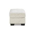 Poggiapiedi Pouf Ottomano Rivestito in Tessuto Beige con Parte Superiore Trapuntata per Soggiorno
