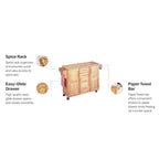 Carrello da cucina in legno naturale con bancone per la colazione