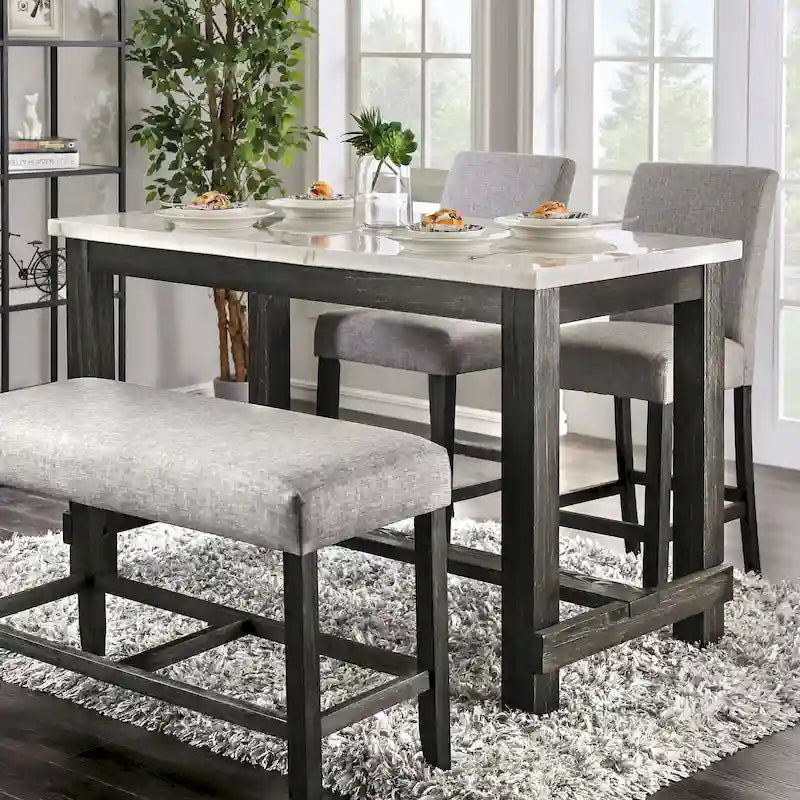 Tavolo da pranzo rustico nero 60" ad altezza bancone per cucina e bar
