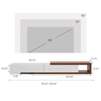 Mobile TV moderno allungabile bianco, mobile consolle multimediale in legno massello per TV fino a 100 pollici con 3 cassetti, completamente assemblato, impiallacciatura in noce