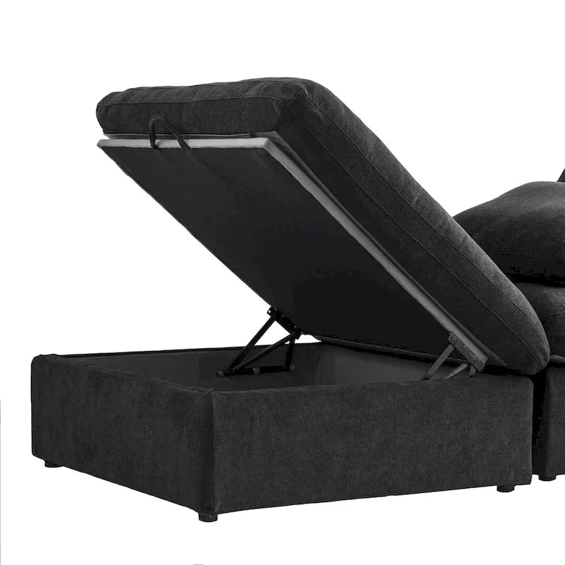 Divano componibile a 4 pezzi in lino moderno 160, minimalista, con imbottitura in piuma d'oca