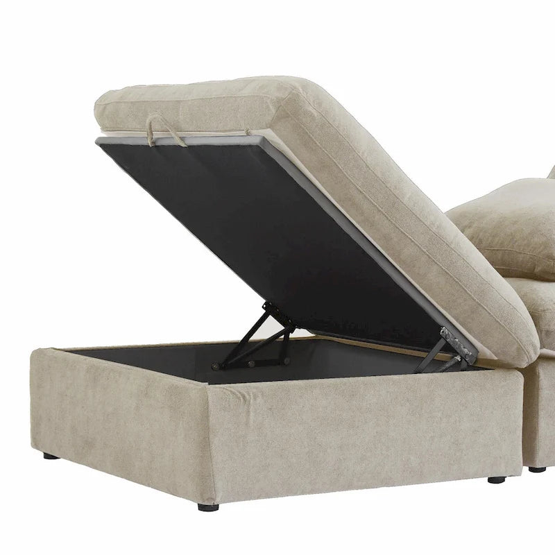 Divano componibile a 4 pezzi in lino moderno 160, minimalista, con imbottitura in piuma d'oca