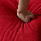 Pouf moderno, sedia a sdraio in tessuto Teddy, set divano pigro