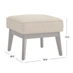 Pouf Rotondo Imbottito Poggiapiedi con Gambe in Legno Massello per Soggiorno