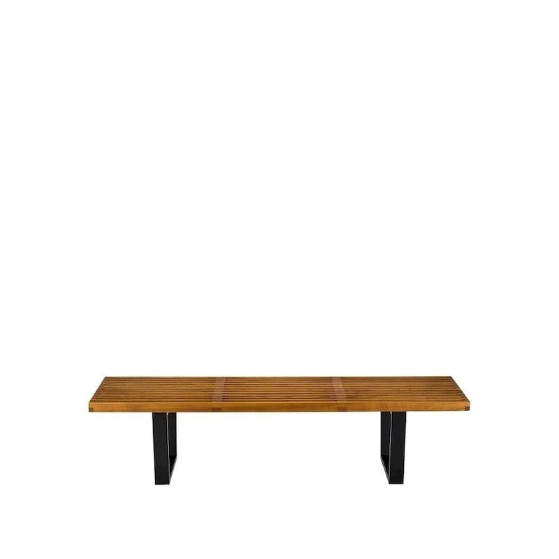 Panca da ingresso in legno massello da 122 cm con seduta imbottita