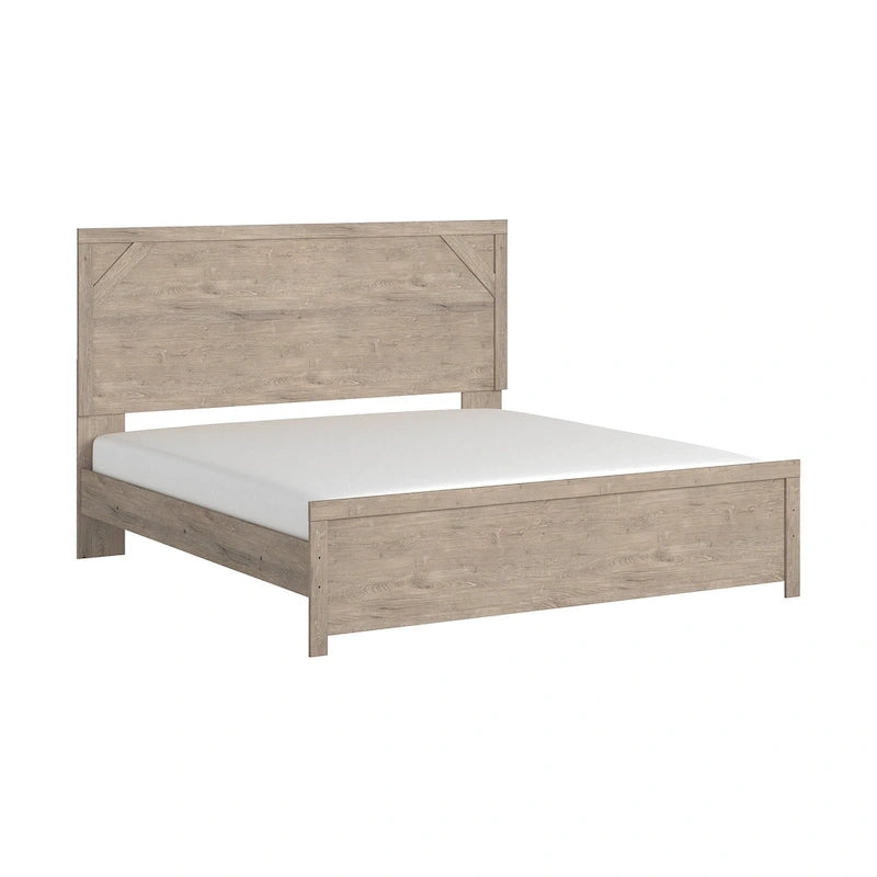 Letto con pannelli in legno marrone chiaro – Mobili rustici in stile coloniale per la camera da letto