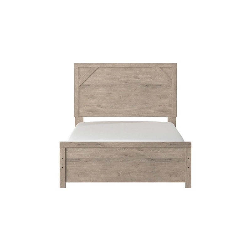 Letto con pannelli in legno marrone chiaro – Mobili rustici in stile coloniale per la camera da letto